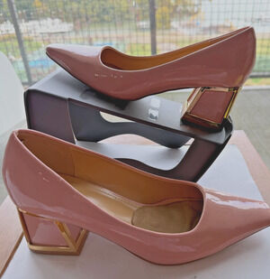 Statement Women's Blink Pump blush gold Preppy, Party dress block heel size 8